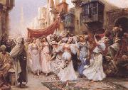 Gaston Saintpierre Chetahate (les danseuses) fete des femmes dans un mariage arabe a Tlemcen (province d'Oran) (mk32) oil